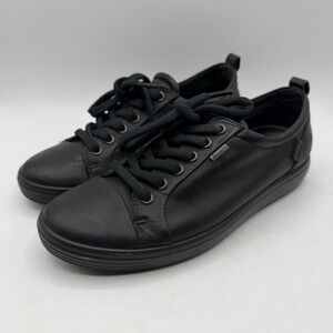 ECCO Soft 7 Gore-Tex Black Leather Sneakers Women's 38 US 7-7.5 Casual Shoes